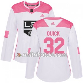 Los Angeles Kings Trikot Jonathan Quick 32 Adidas 2017-2018 Weiß Pink Fashion Authentic - Dame